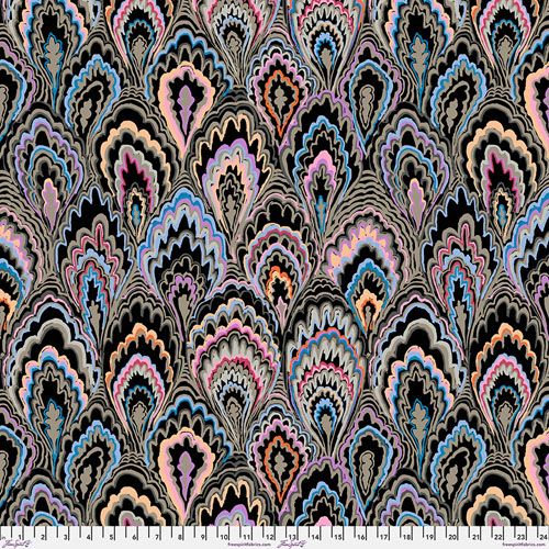 Kaffe Fassett Collective Marble Scallops Fabric, Black Kaffe Fassett Collective Marble Scallops Fabric, Black