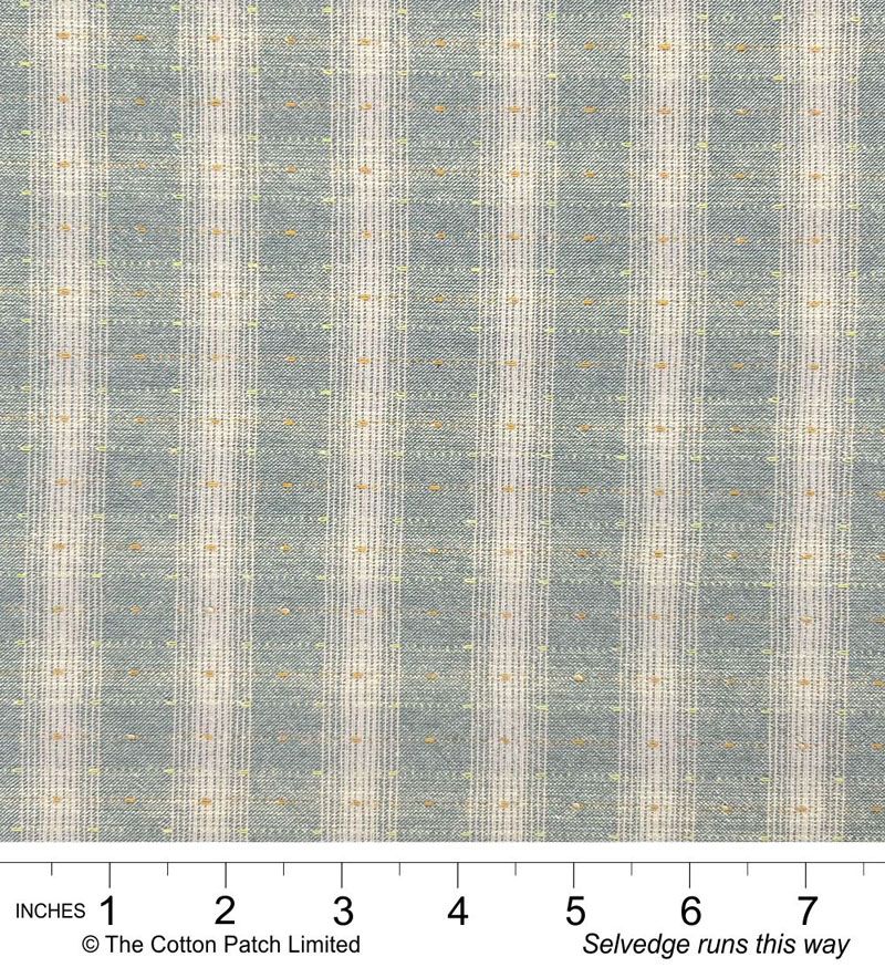 Tochio Yarn-Dyed fabric: Plaids and Points, Light Sky
