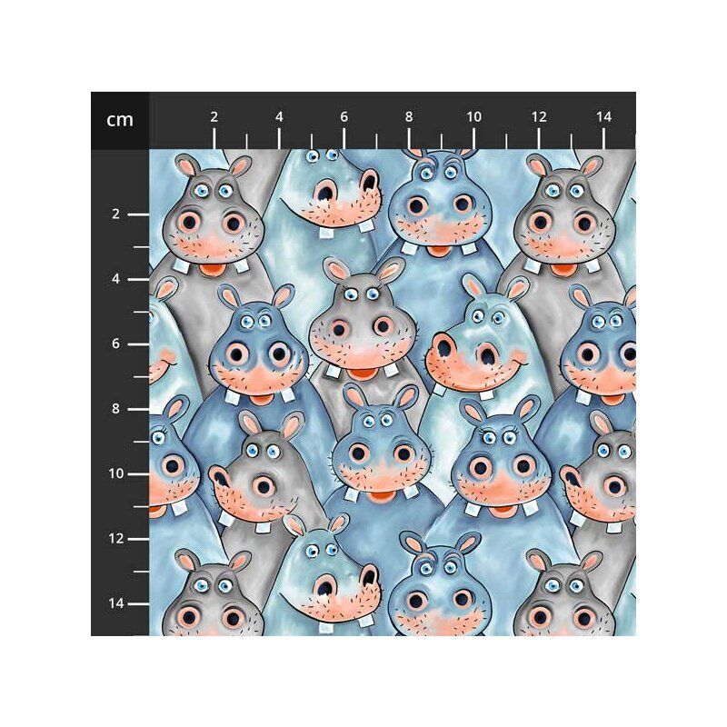 Jungle Buddies fabric: Hippos