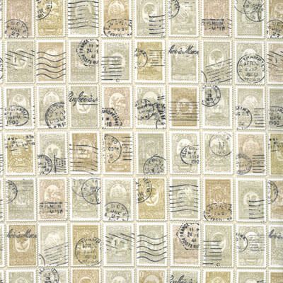 Flea Market Fresh Fabric: Stamps Parchment (per 1/4 metre) Flea Market Fresh Fabric: Stamps Parchment (per 1/4 metre)