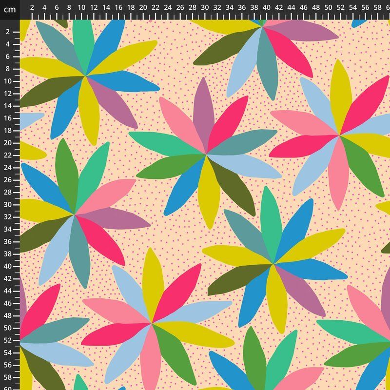 AM Love Extra Wide Quilt Back Fabric: Cartwheels, Cream (per 1/4 metre)