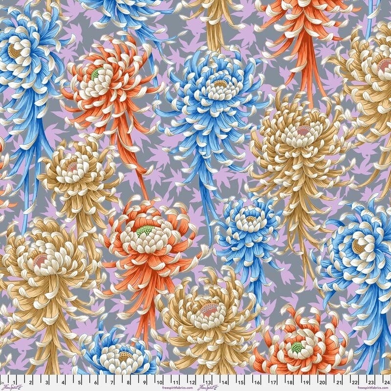 Kaffe Fassett Collective Fabric Spider Mums, Pastel
