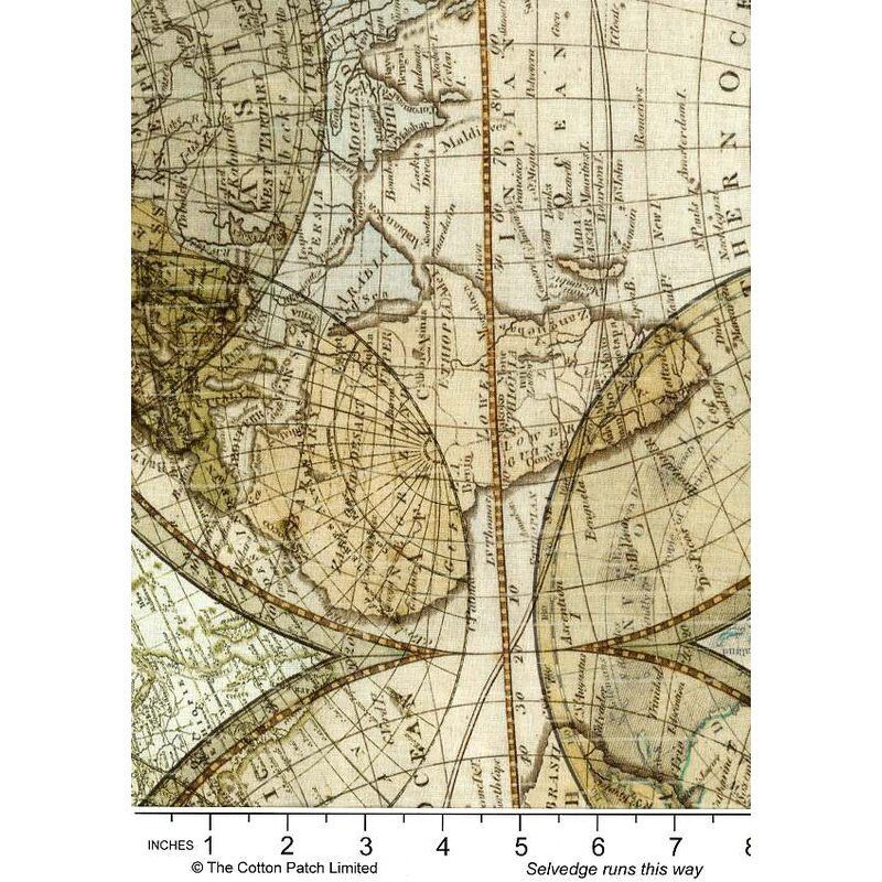 Seven Seas: Globes on Cream, 108" Wide Backing Fabric