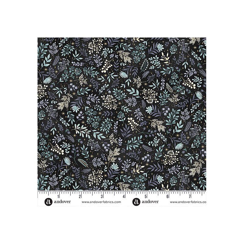Charmed Fabric, Flora, Black Charmed Fabric, Flora, Black