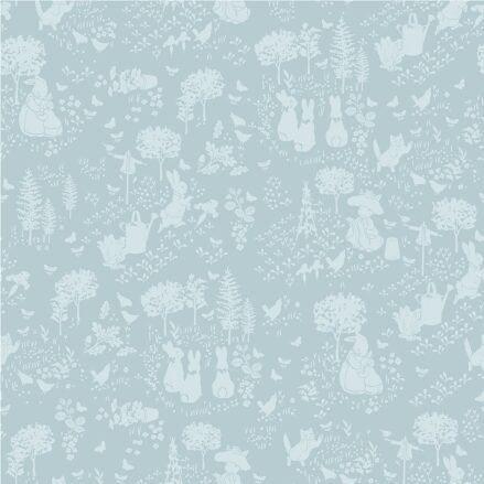 Peter Rabbit and Benjamin Bunny fabric: Tonal, Blue