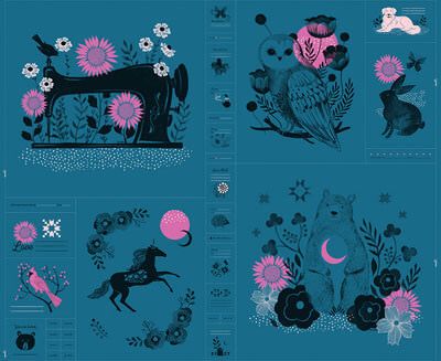 Ruby Star Society Crescent: 90cm Forest Panel on Teal Ruby Star Society Crescent: 90cm Forest Panel on Teal