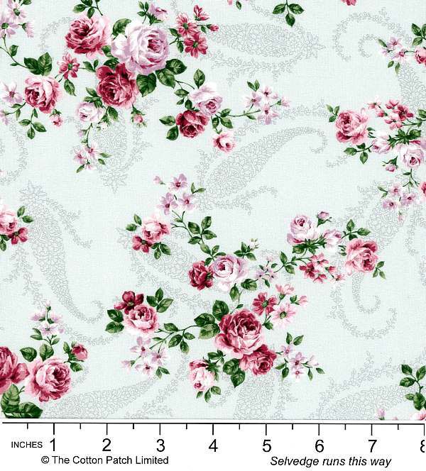 Classic Florals Fabric: Rose Posy on Grey (per 1/4 metre) Classic Florals Fabric: Rose Posy on Grey (per 1/4 metre)