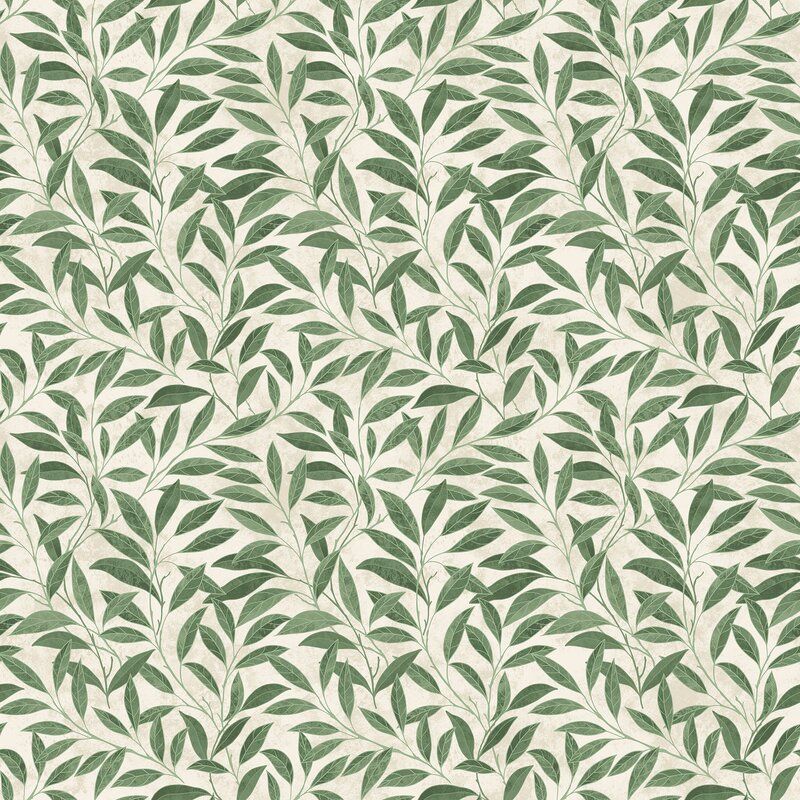 Pomegranate fabric, Leaves, Cream