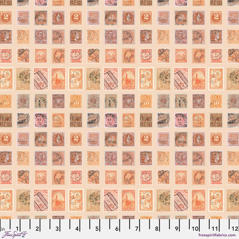 Eclectic Elements Palette fabrics, Orange Stamps