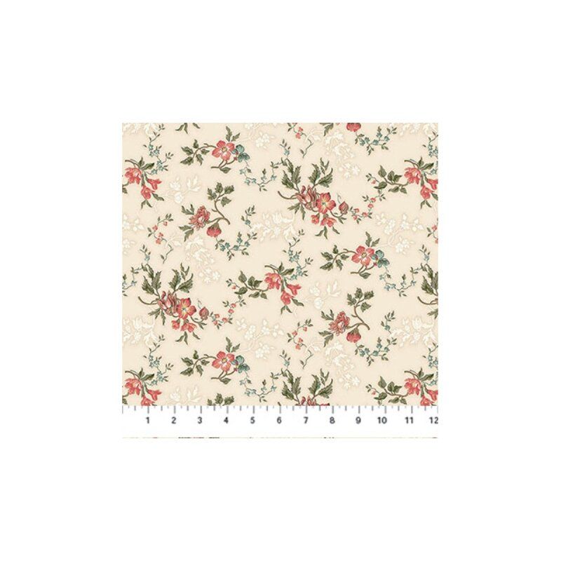 Manoir Antiques Roadshow fabric: Small Floral Trail, Cream Multi