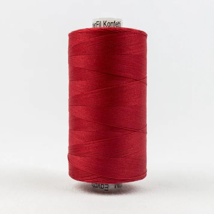 Konfetti Thread: 50wt 3 ply 100% Cotton. 1000m Spool Christmas Red