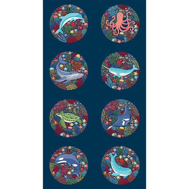 Deep Blue Sea Fabric: 60cm Panel, Blue