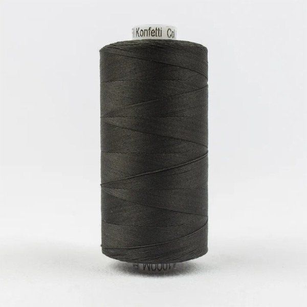 Konfetti Thread: 50wt 3 ply 100% Cotton. 1000m Spool Soft Black