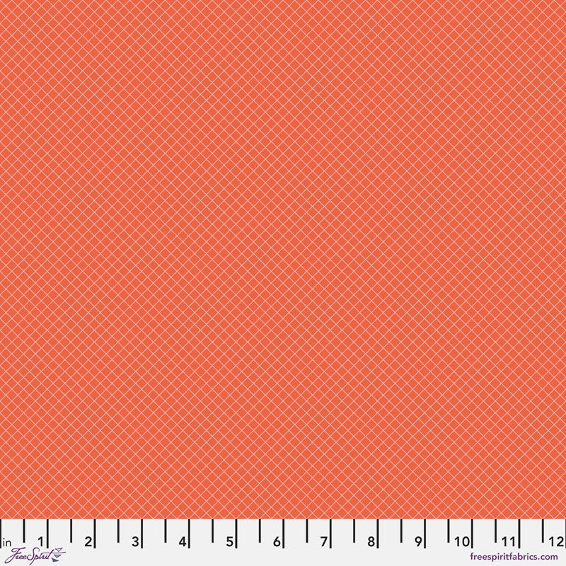 Tula Pink True Colours Fabric: On the Grid, Salmon Tula Pink True Colours Fabric: On the Grid, Salmon