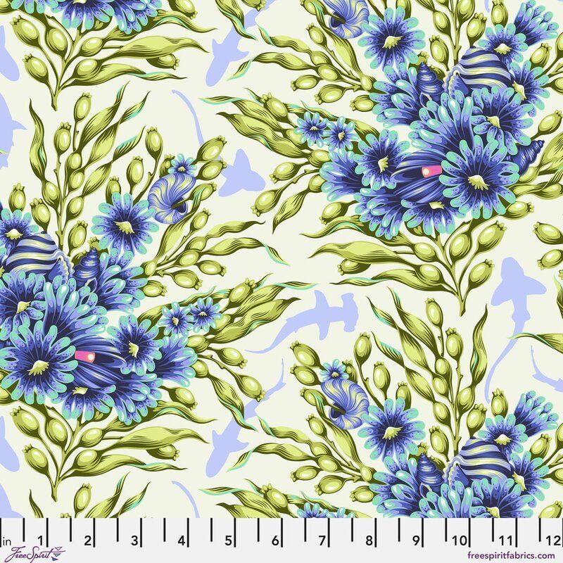 Floral Reef fabric, Shadow Sharks, Marine