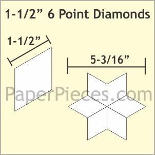 English Paper Piecing  60 degree Diamond 1.5" 75 pieces