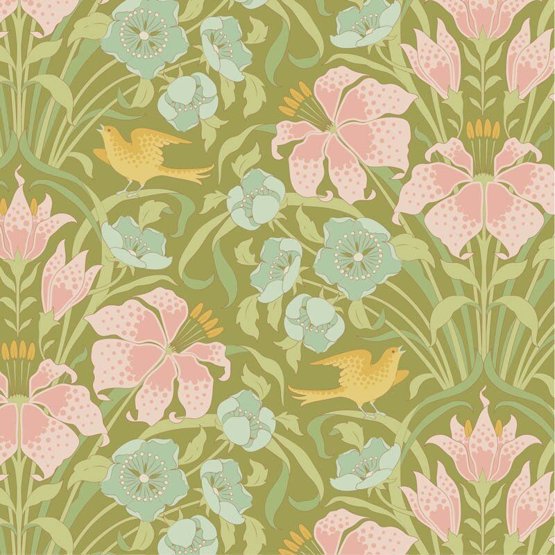 Tilda Songbird fabric: Songbird, Green