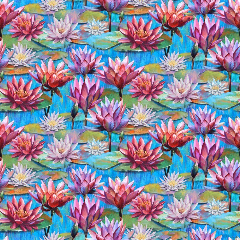 Lotus fabric: Lotus, Blue Lotus fabric: Lotus, Blue