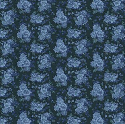 Rainbow Sampler fabric: Roses Blue (per 1/4 metre)