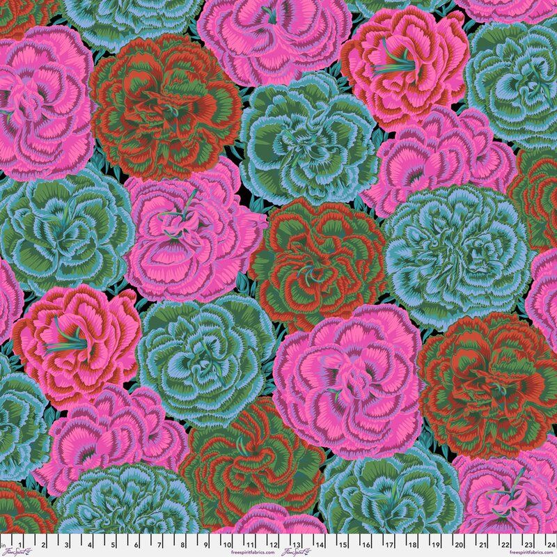 Kaffe Fassett Collective Fabric Picotee Carnations, Dark