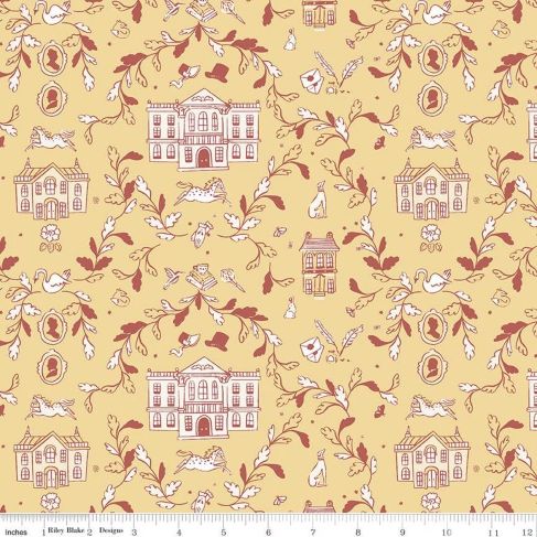 Pride and Prejudice Fabric Pemberley, Yellow