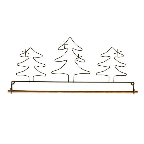 Wire Hanger  12" Three Evergreen Trees with Dowel