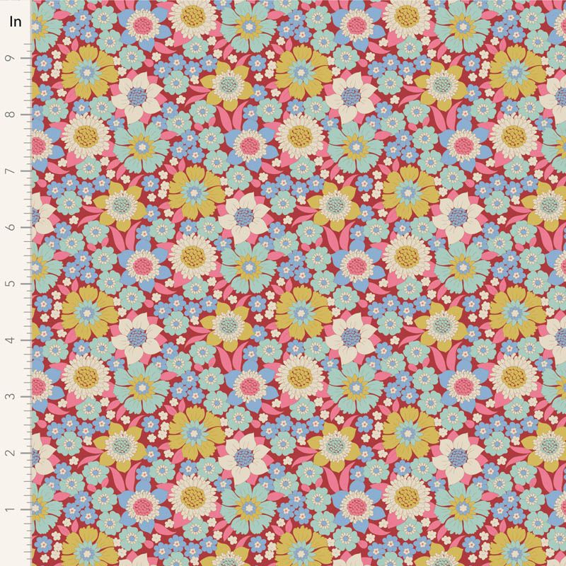 Tilda Wallflower fabric: Lauren, Burgundy Tilda Wallflower fabric: Lauren, Burgundy