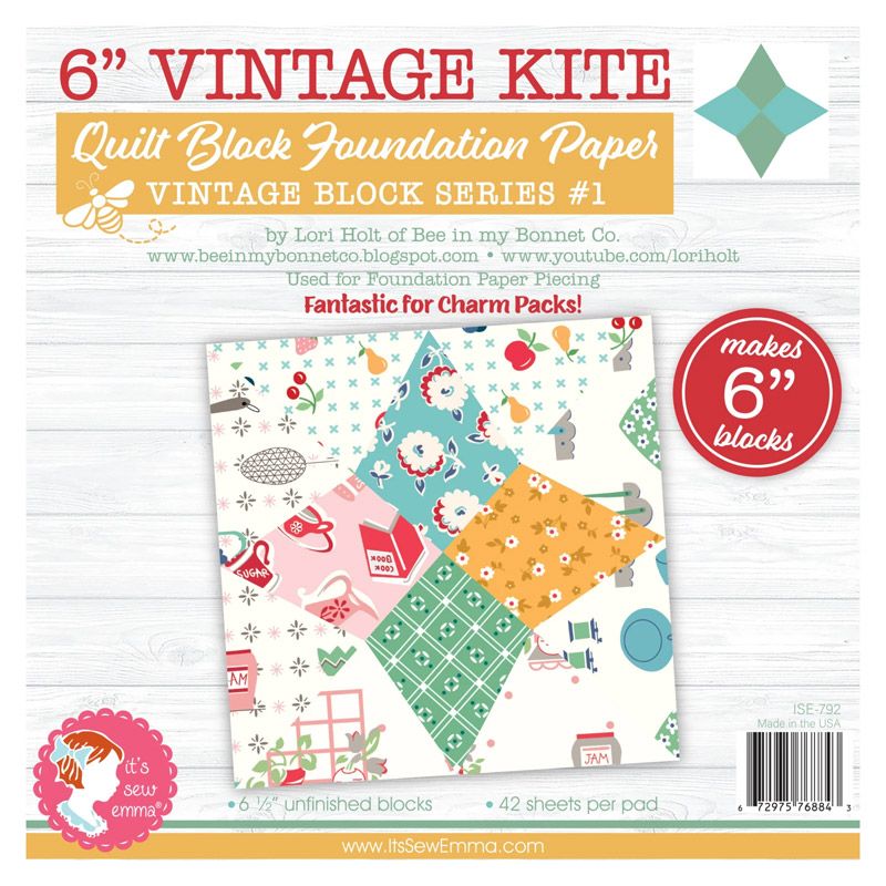 Foundation Piecing Papers: 6 inch Vintage Kite Quilt Block Foundation Piecing Papers: 6 inch Vintage Kite Quilt Block