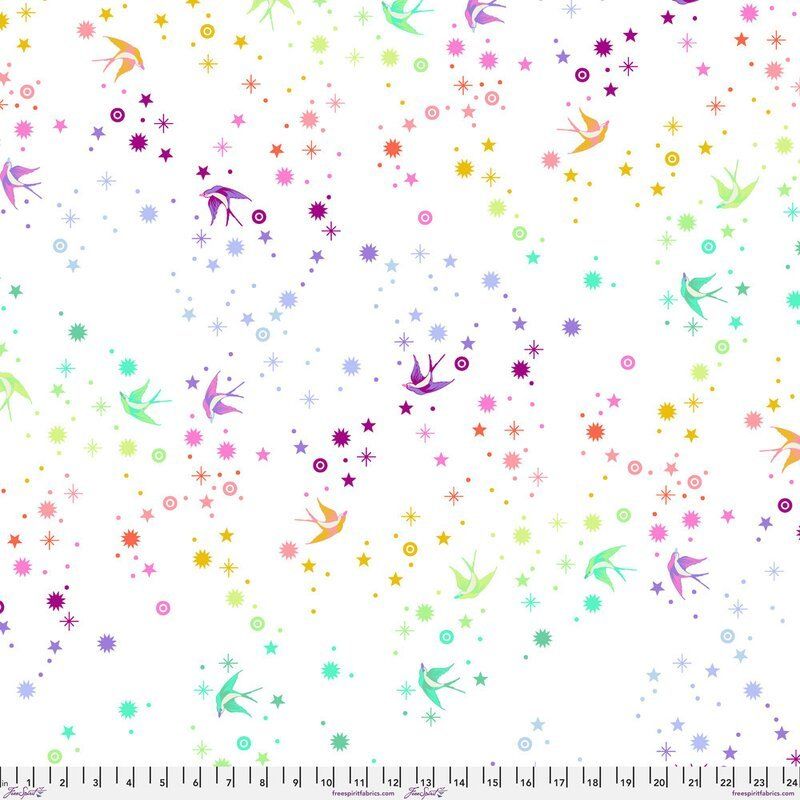 Tula Pink Minky, Fairy Dust, White 58" Wide fabric