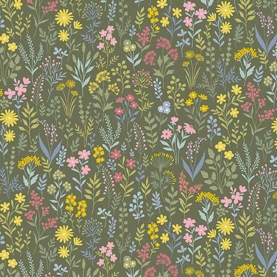 Petite Fleur Fabric: Meadow, Green
