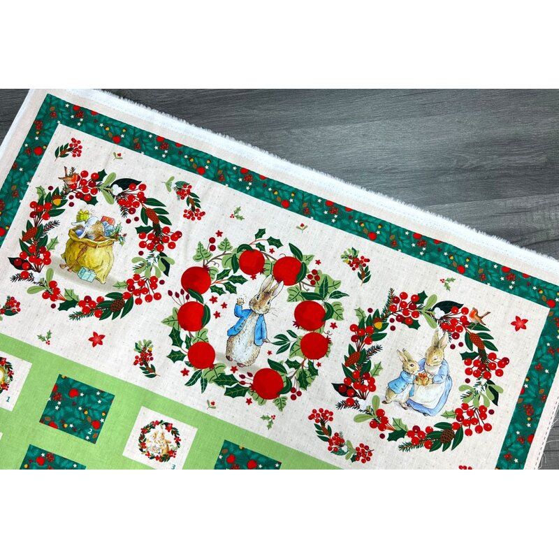 Peter Rabbit Christmas Orchard fabric: Advent Calendar Panel 65cm