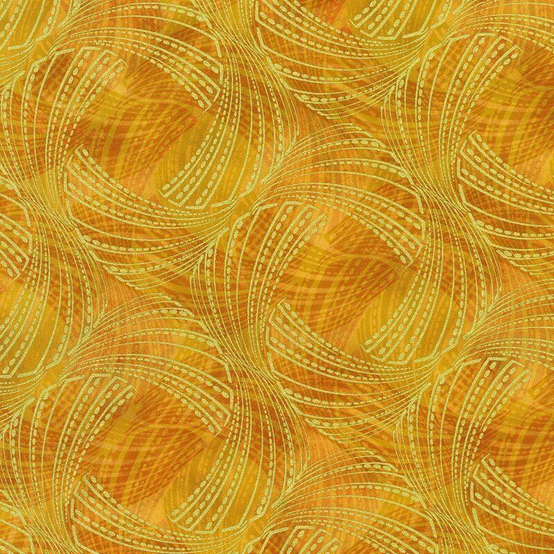 Golden Feathers fabric: Feather Swirls, Honey Golden Feathers fabric: Feather Swirls, Honey
