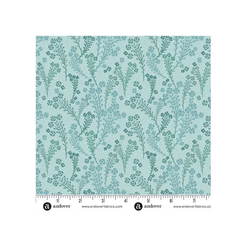 Lush fabric, Sprigs, Seafoam