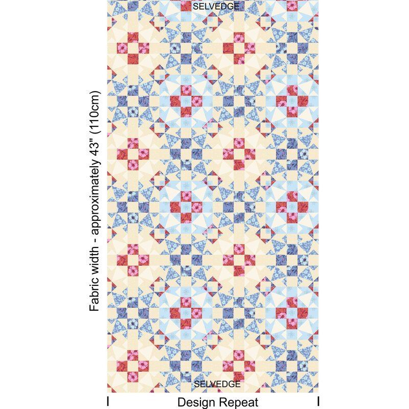 Petals and Stitches fabric: Garden Blocks, Denim