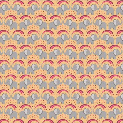 Over The Rainbow fabric: Rainbow Elephants Ochre Lewis and Irene