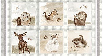 Little Ones fabric: Block Panel, Grey 60cm