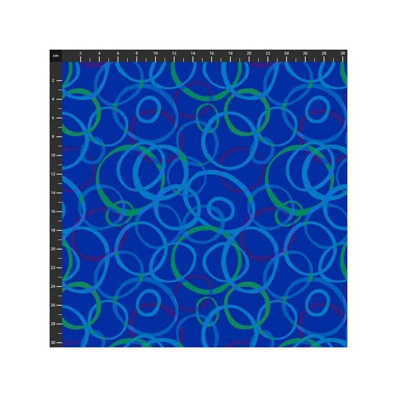 Quilting Coordinates fabric: Colour Wheel, Blue Rings