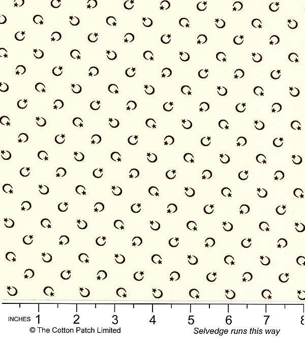 Classic Coordinates Fabric: Star and Crescent Brown (per 1/4 metre)