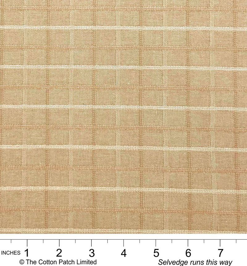 Tochio Yarn-Dyed fabric: Ribbon Grid, Natural