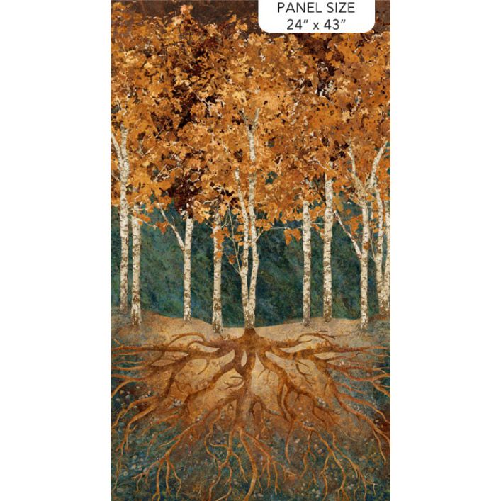 Rooted fabric: Trees in Grove Panel 60cm