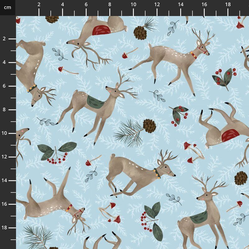 Glad Tidings We Bring Fabric: Deer, Light Blue Glad Tidings We Bring Fabric: Deer, Light Blue