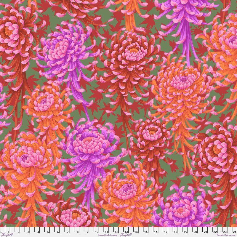 Kaffe Fassett Collective Fabric Spider Mums, Red