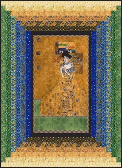 Gustav Klimt fabric: Courthouse Steps, Lady in Gold Quilt kit