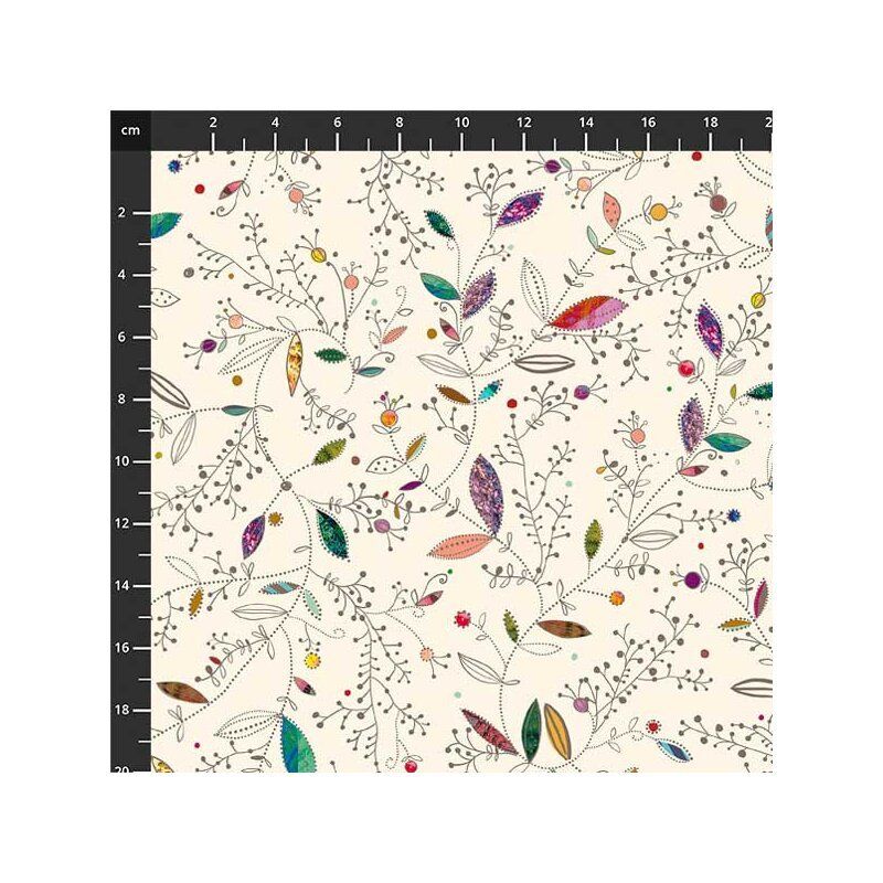 Modern Florals fabric: Prismatic Blooms, Leaves