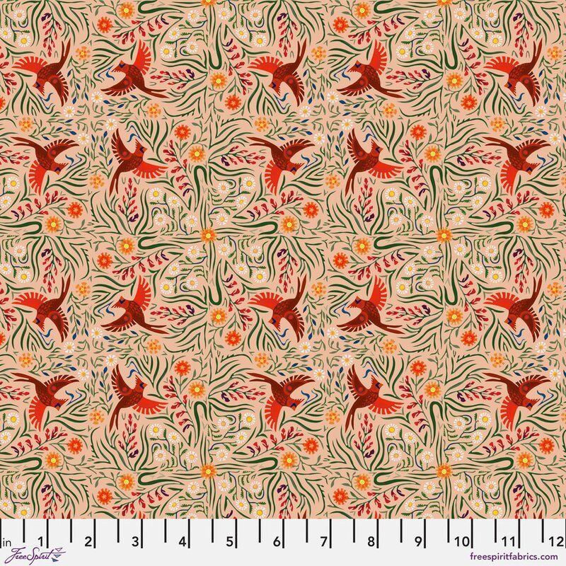Backyard Wonder fabric: Carefree Cardinals, Red