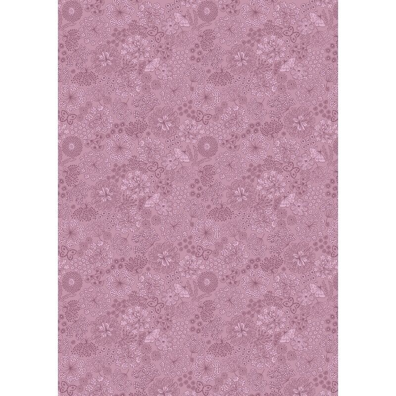 Jardin d'Automne fabric: Autumn Butterfly Floral on Heather