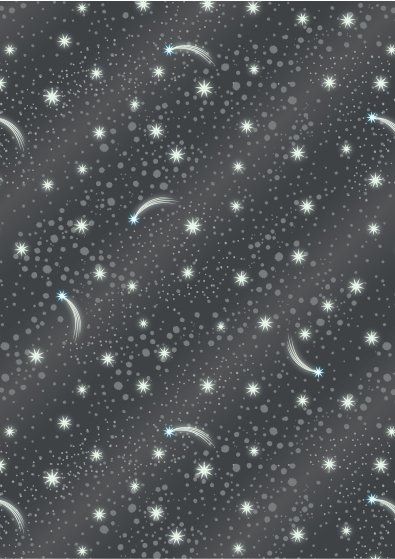 Space Glow Fabric Glow Stars on Dark Grey (Glow in the Dark) Lewis and Irene