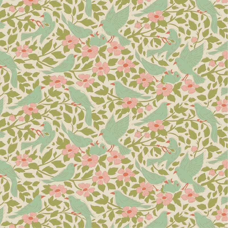 Tilda Songbird fabric: Ava, Green