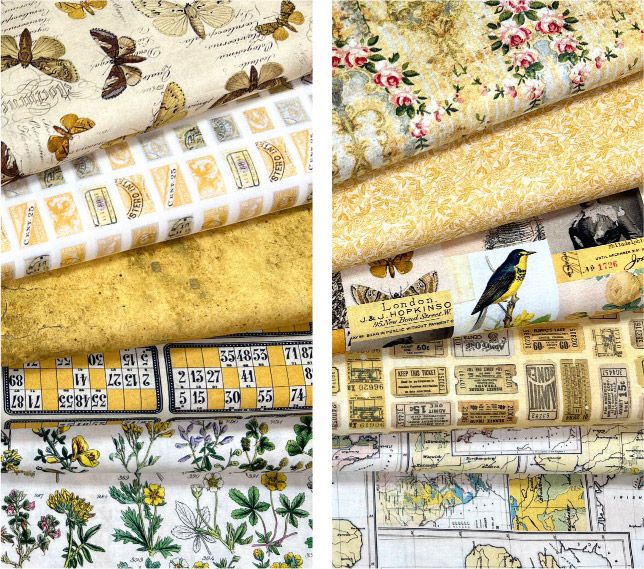 Tim Holtz Eclectic Elements Palette Yellow Fat Quarter Pack