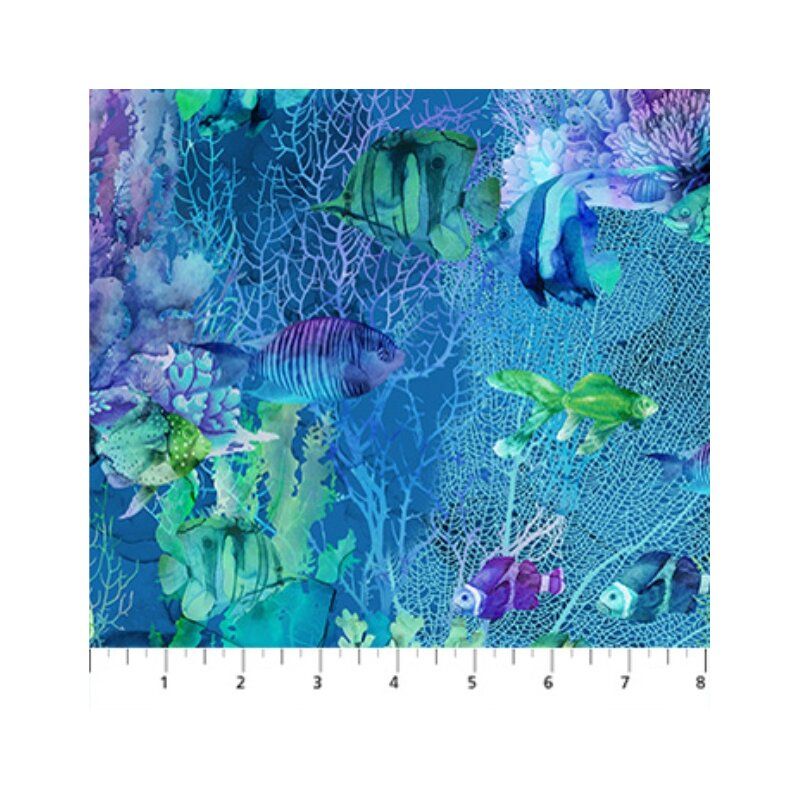 Coral Reef fabric: Fishes, Multi